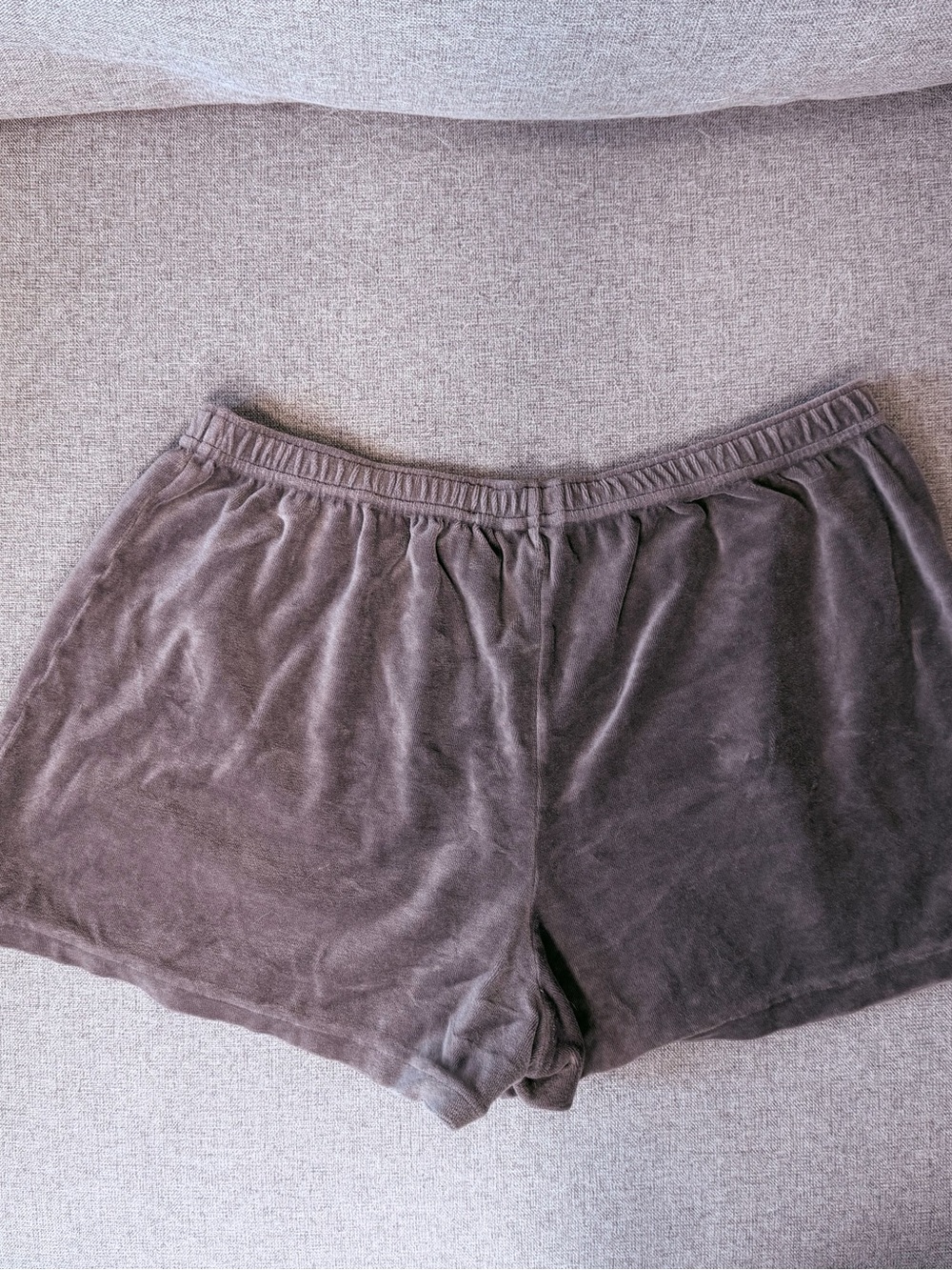 Grey velvet lounge shorts